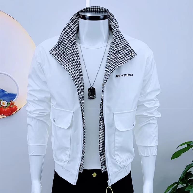 Autumn/Winter Men's Slim Fit Stand Collar Workwear Jacket